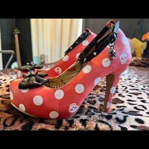 Iron fist spike polka dot pink heels